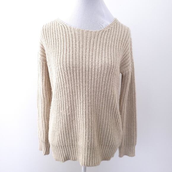 Sparkle & Fade Chunky Knit Lace Back Sweater XS, Oversized Boho Festival Casual - Picture 4 of 7